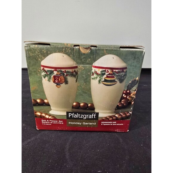 Pfaltzgraff Holiday Garland Christmas Salt & Pepper Shaker Set – With Box - Picture 1 of 6